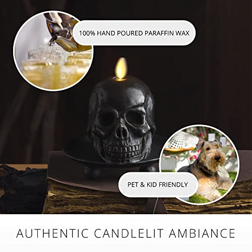 Luminara Flameless LED Skull Candle – Black Real Wax Skeleton Decor