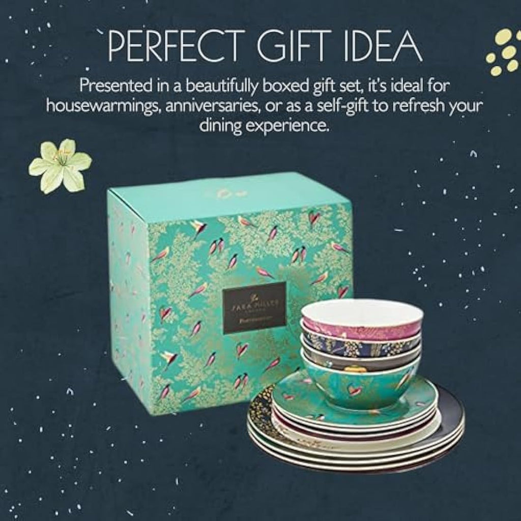 Sara Miller London Chelsea 12-Piece Porcelain Tableware Set | Gold