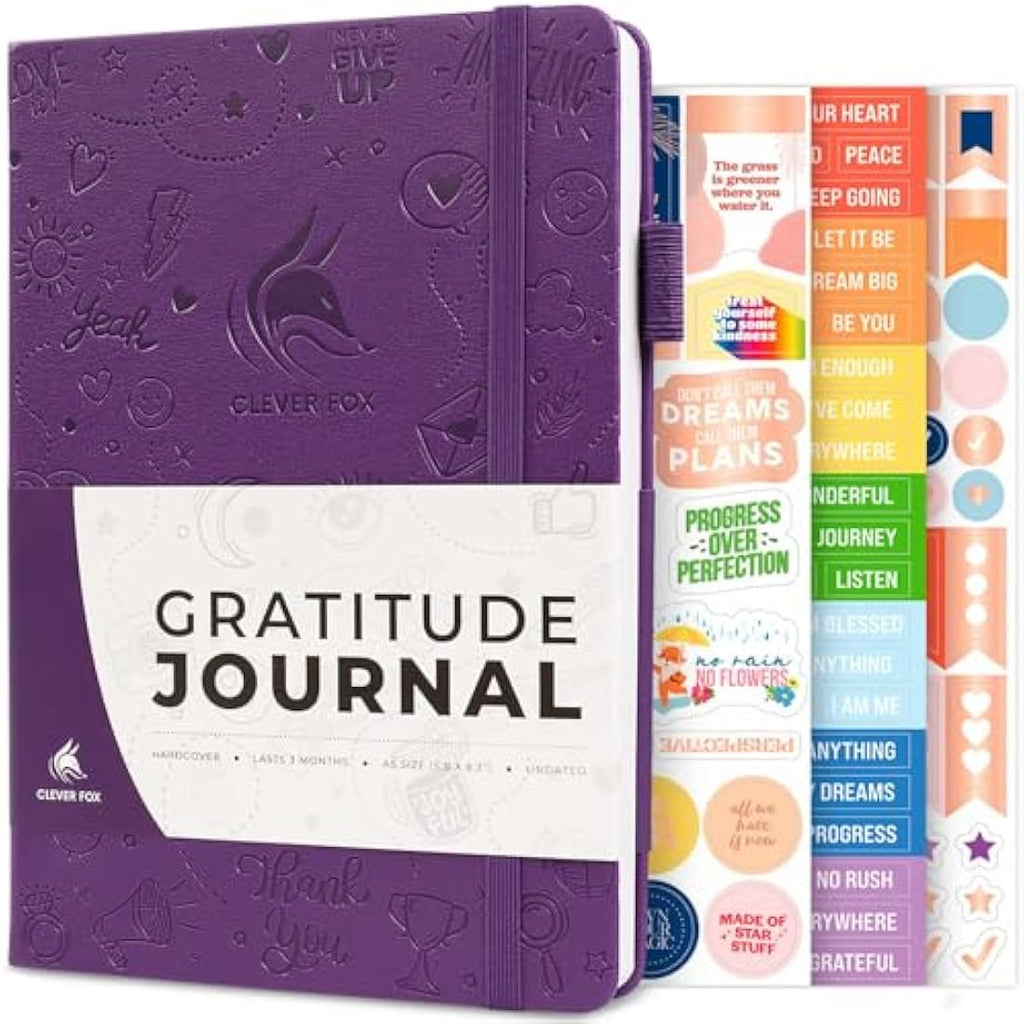 Clever Fox Gratitude Journal – A5 Vegan Leather Daily Notebook, Purple