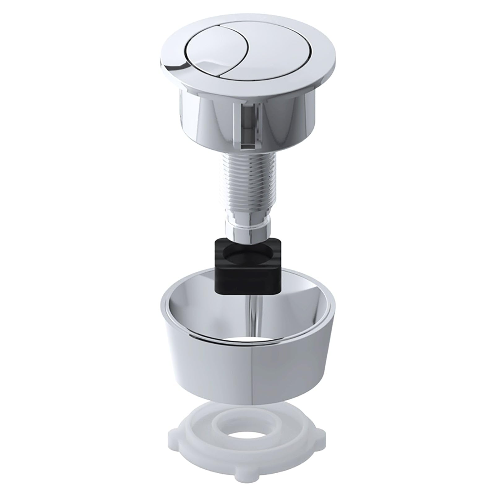 SPARES2GO Universal Dual Flush Toilet Cistern Push Button Kit - Chrome