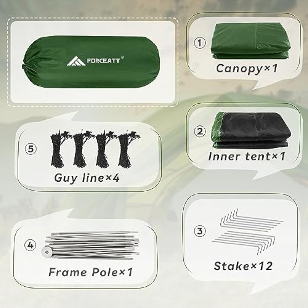 Forceatt 3-Person Camping Tent | Waterproof PU3000mm Lightweight Dome Tent