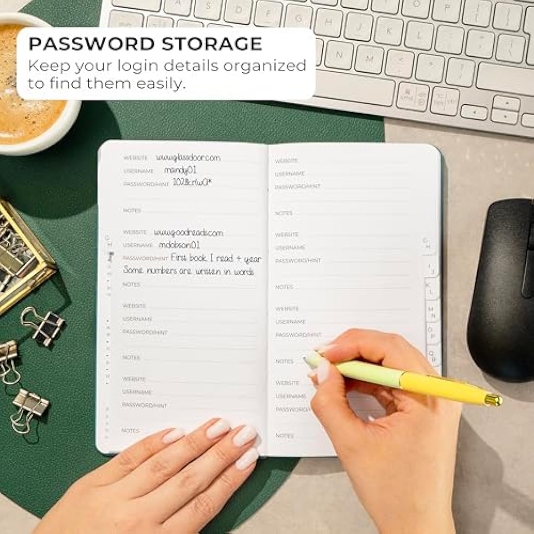 Clever Fox Password Book 2nd Edition - Hardcover Login Organizer, Aquamarine