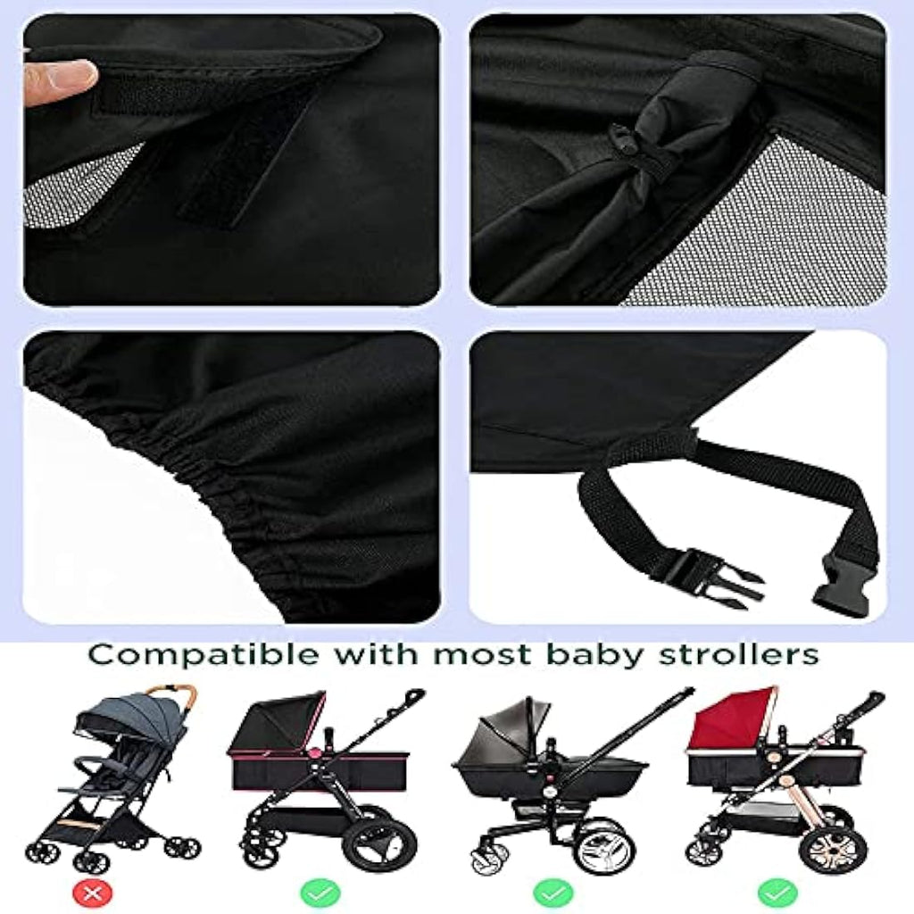 Universal Pram Sunshade – UV 50+ Stroller Cover, Black