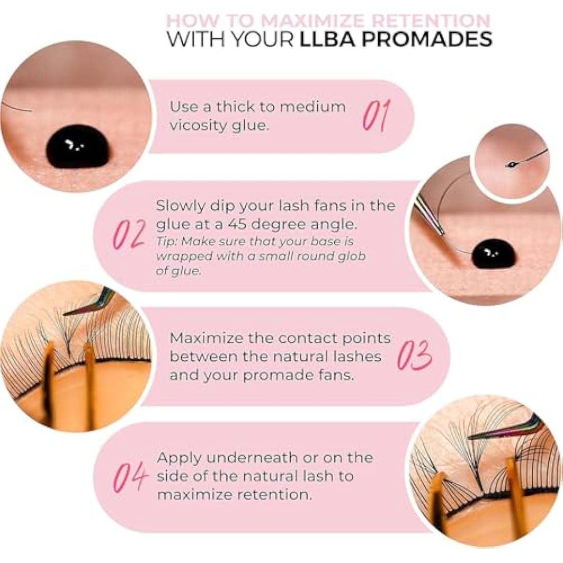 LLBA Promade Fans | Handmade Volume Eyelash Extensions | 1500 Fans Mix