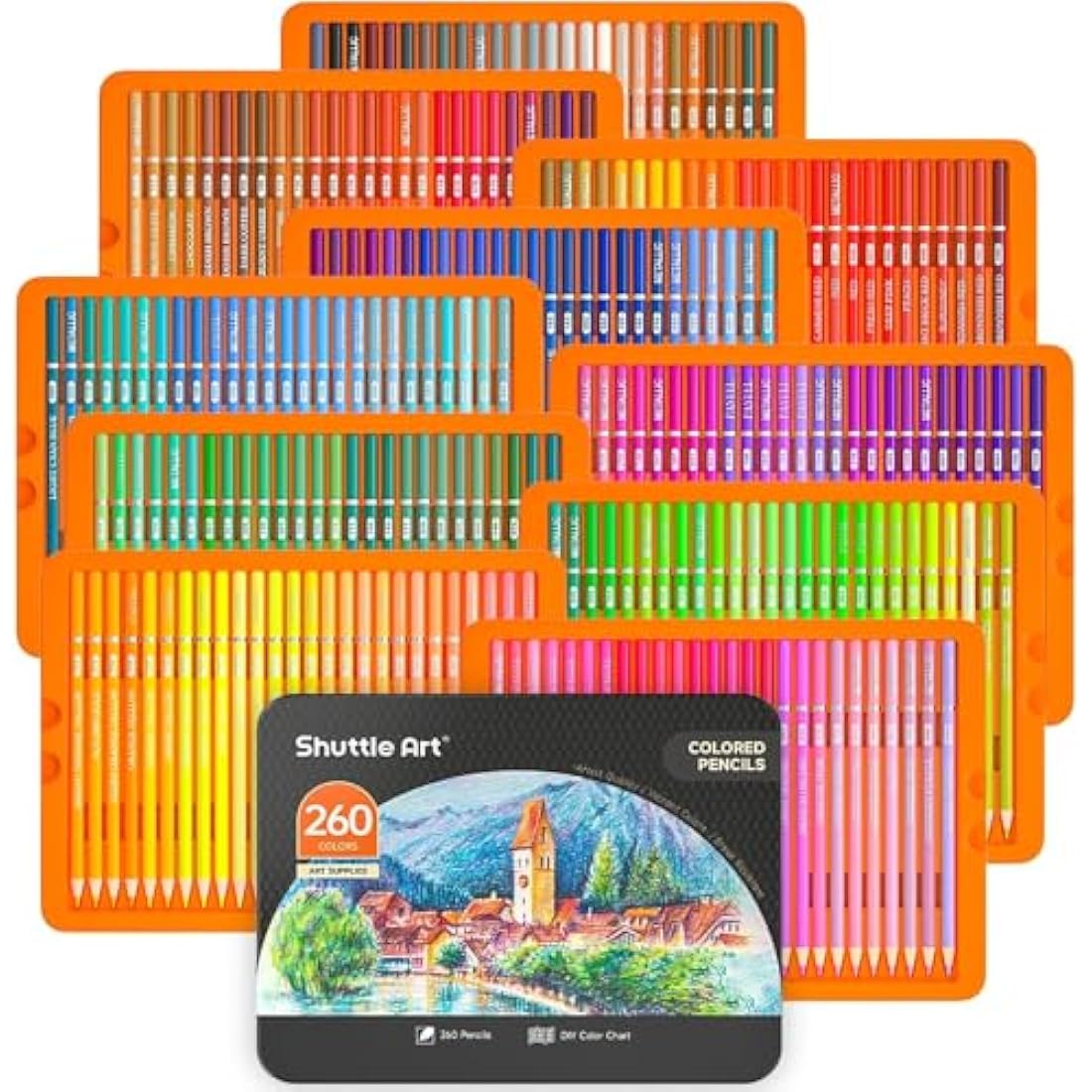 Shuttle Art 260 Professional Coloured Pencils Set - Soft Core Art Supplies