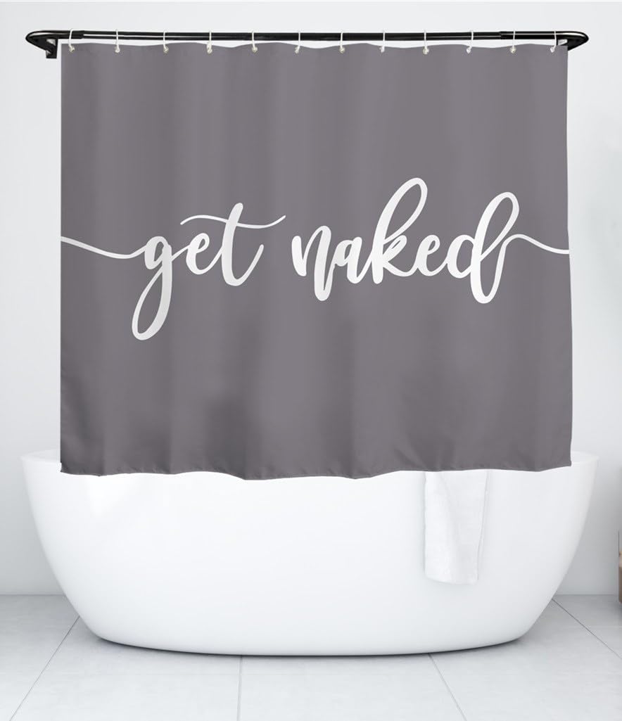 Get Naked Grey Fabric Shower Curtain – Waterproof, 180x150cm