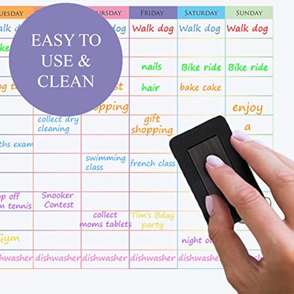 Magnetic Weekly Whiteboard Fridge Planner with 8 Markers