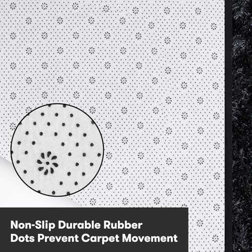 JOJOSEE Black Shaggy Area Rug – 160x230cm Non-Slip Fluffy Living Room Mat