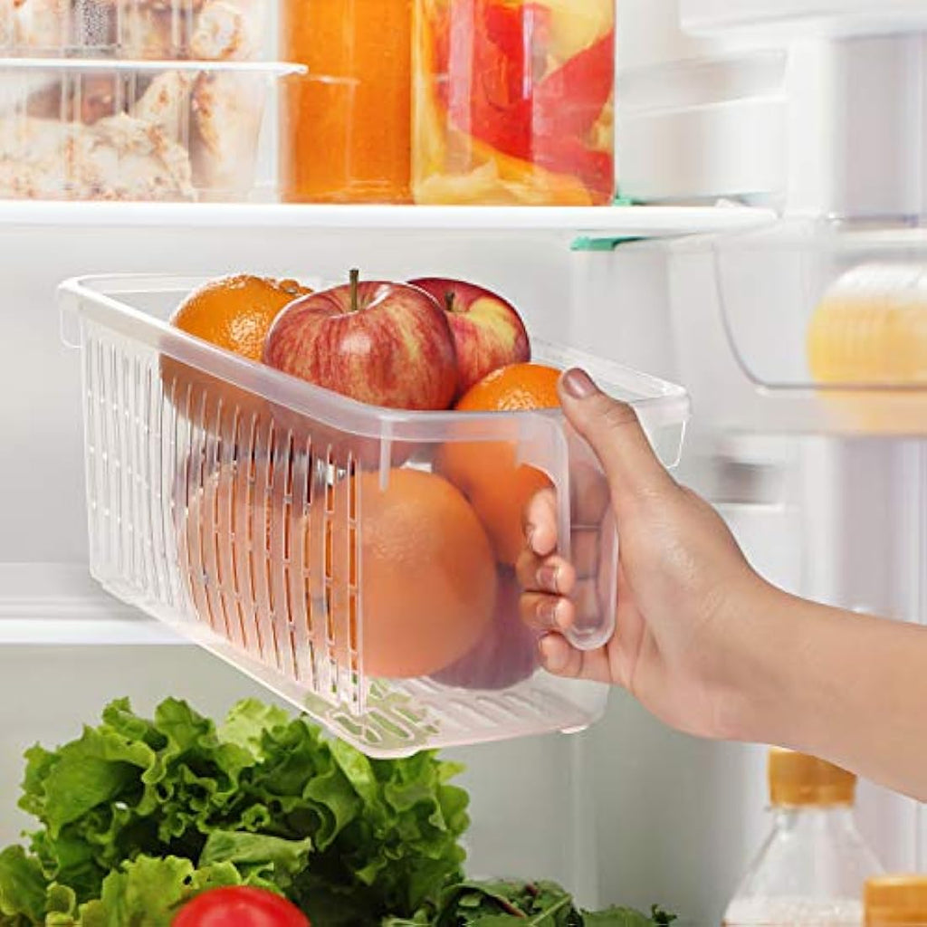 Kurtzy Clear Plastic Fridge Storage Containers with Handles - 4 Pack