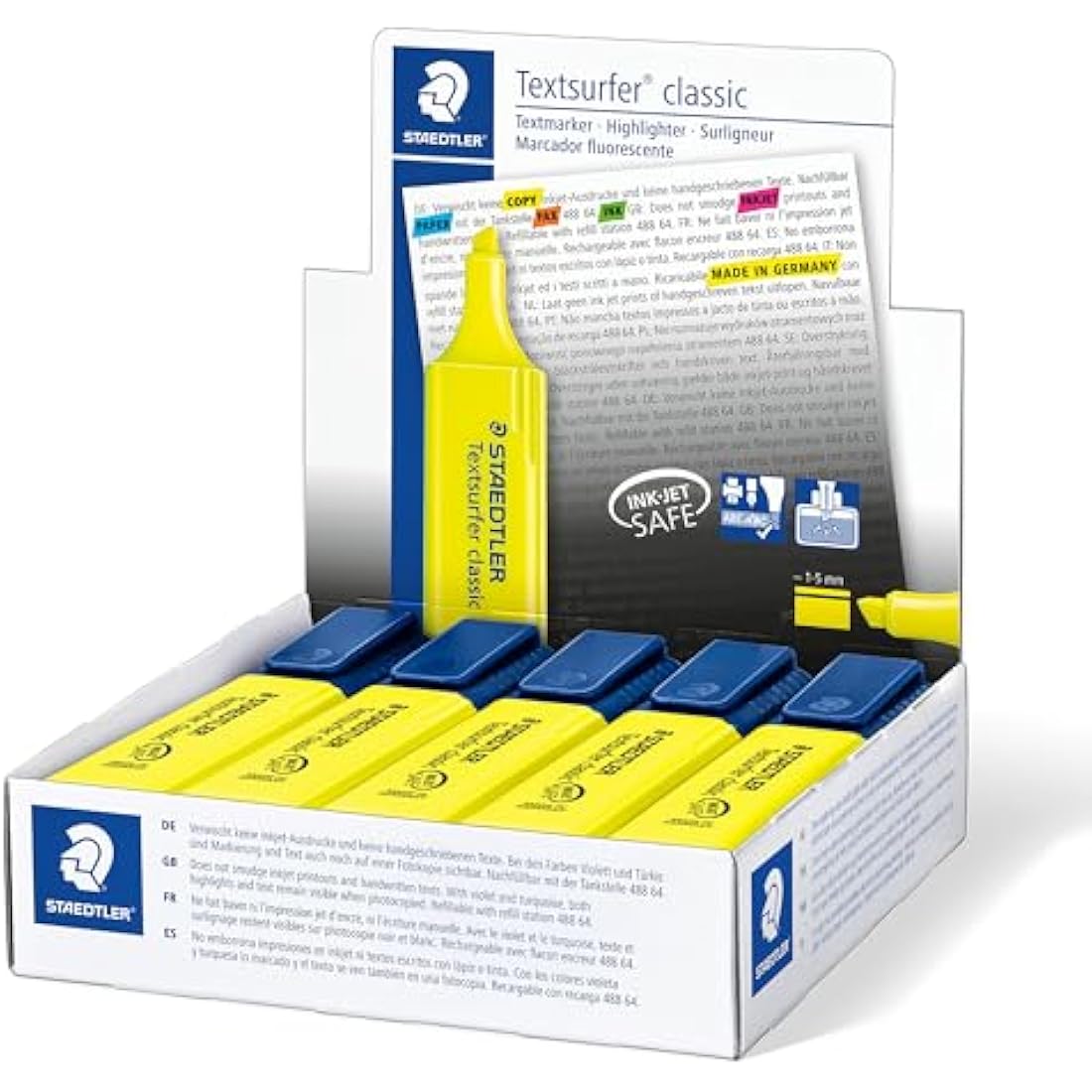 Staedtler Textsurfer Classic Yellow Highlighter – Inkjet Safe (10 Pack)