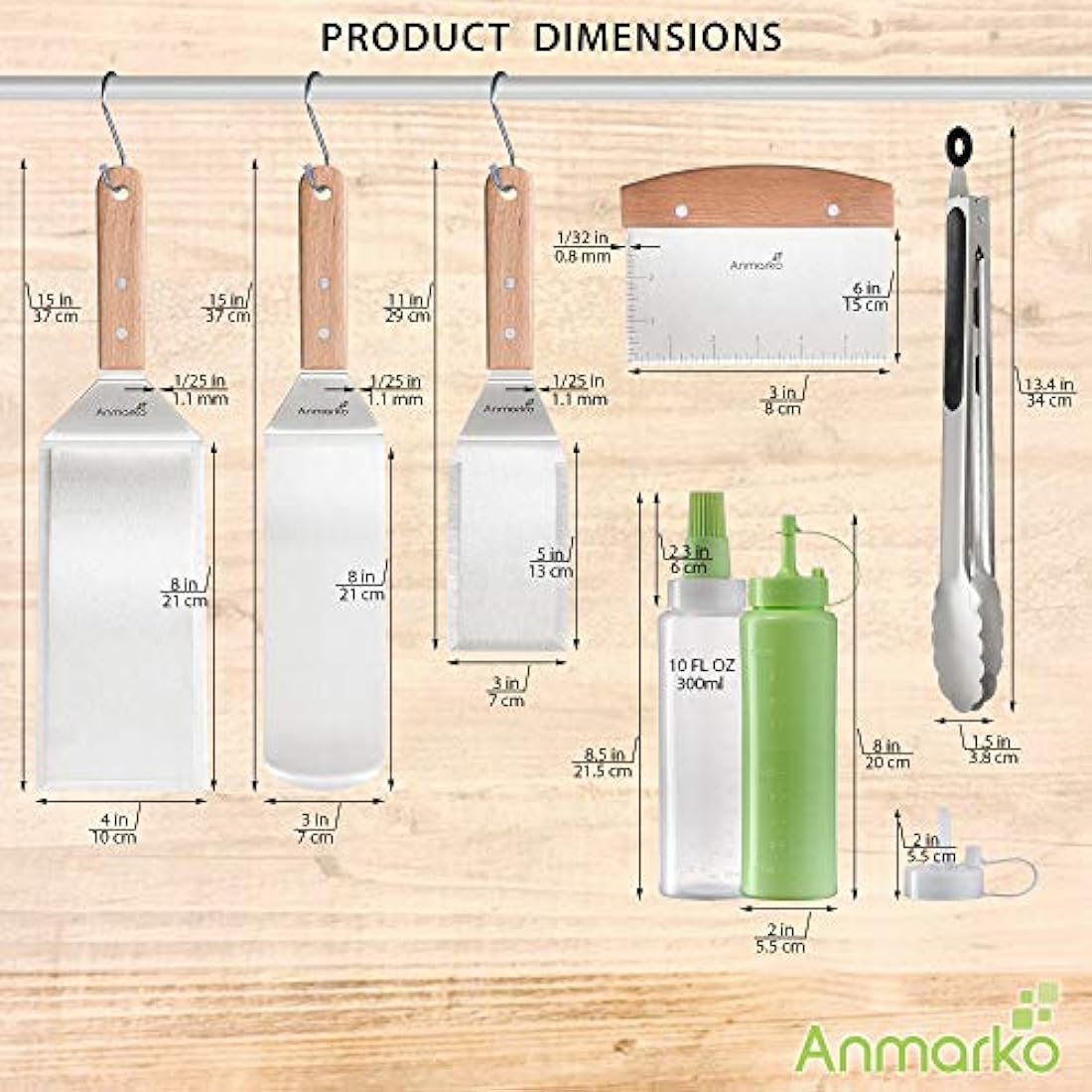 7-Piece Stainless Steel Metal Spatula and Griddle Set