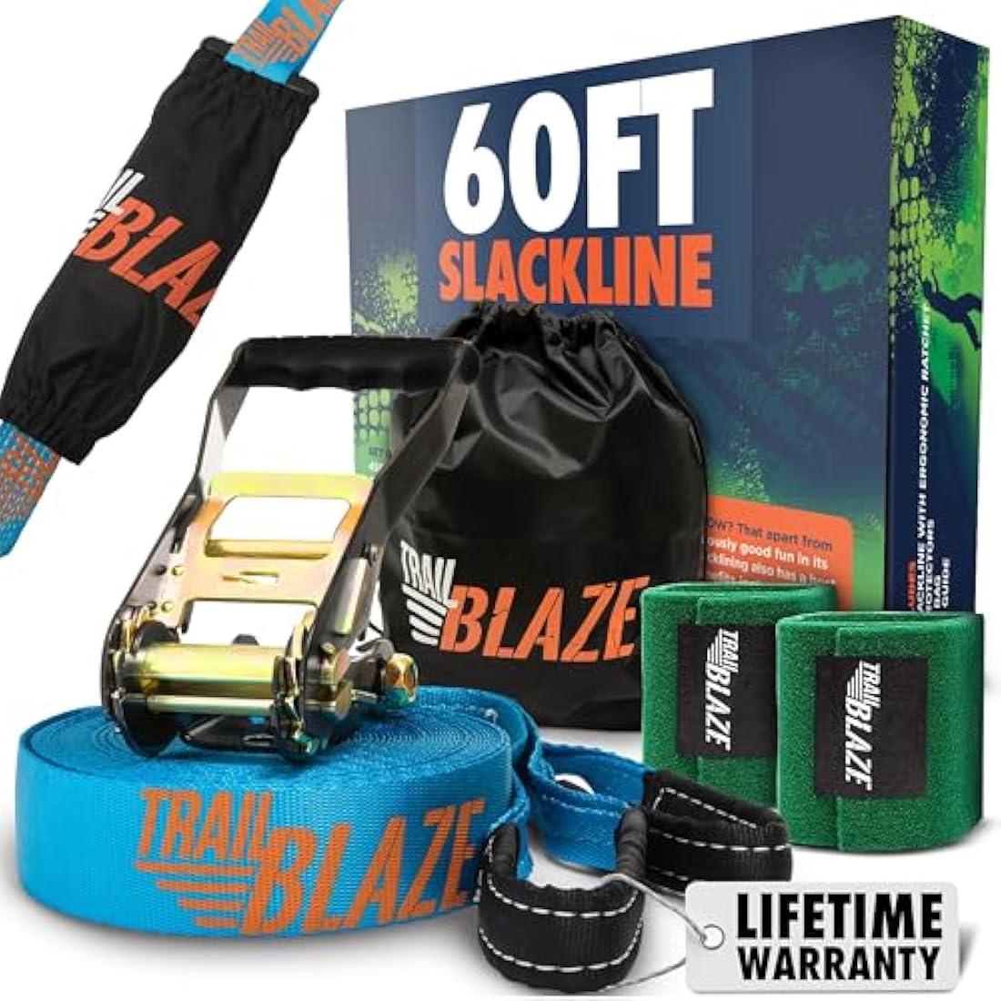 Trailblaze Slackline Kit for Kids – 18.5m Blue Beginner Tightrope Set