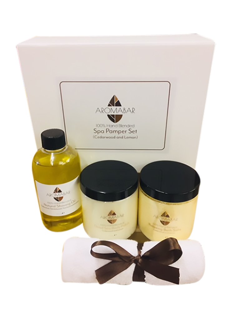 Men's Spa Pamper Gift Set – Cedarwood & Lemon Grooming Kit