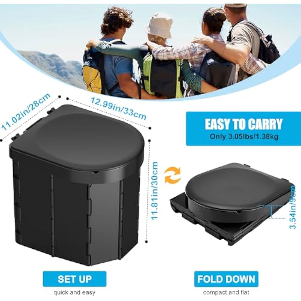 WADEO Portable Camping Toilet - 400lbs Capacity Collapsible Travel WC