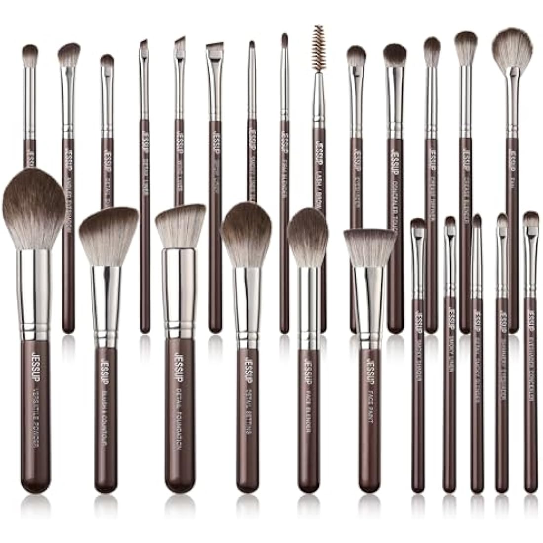 Jessup 25pcs Professional Makeup Brushes Set | Premium Synthetic - Brown