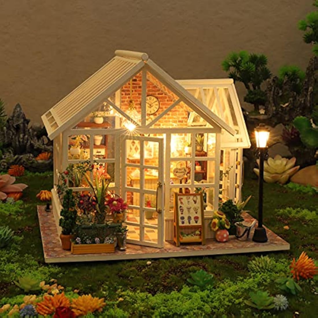 GuDoQi DIY Miniature Flower Shop Dollhouse Kit with Music - 1/24 Scale