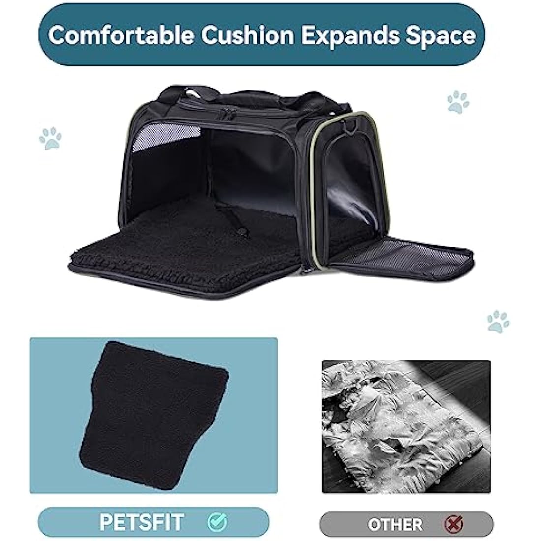 Petsfit Soft Cat Carrier | Airline Approved Small Dog Bag with Fleece Mat