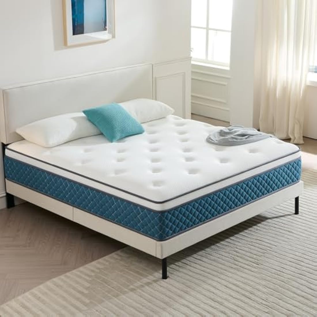 Hiimgo Double Pocket Sprung Mattress | Medium Firm Memory Foam Box