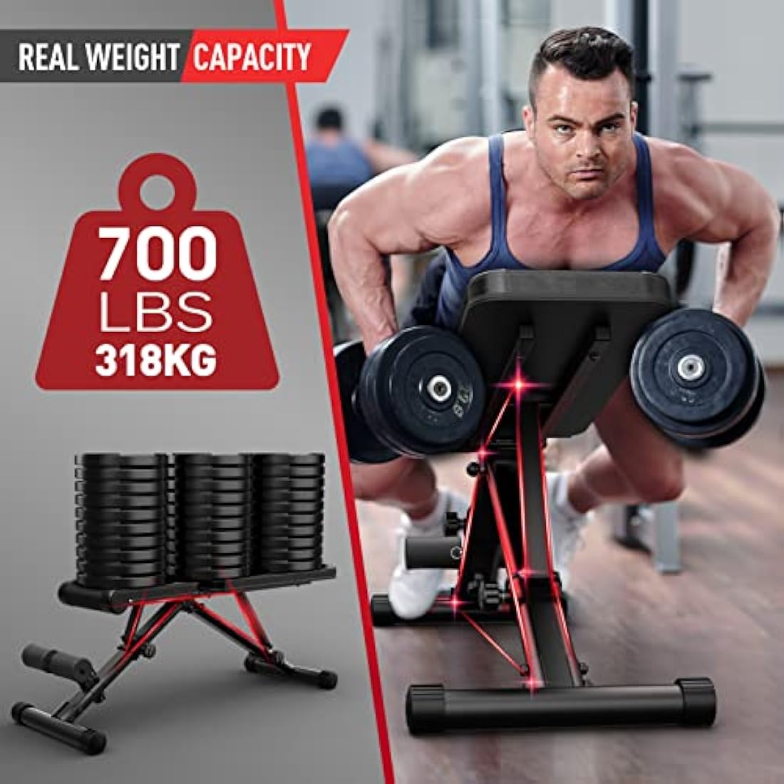 JOROTO MD35 Adjustable Weight Bench – Foldable 700lb Strength Training Bench