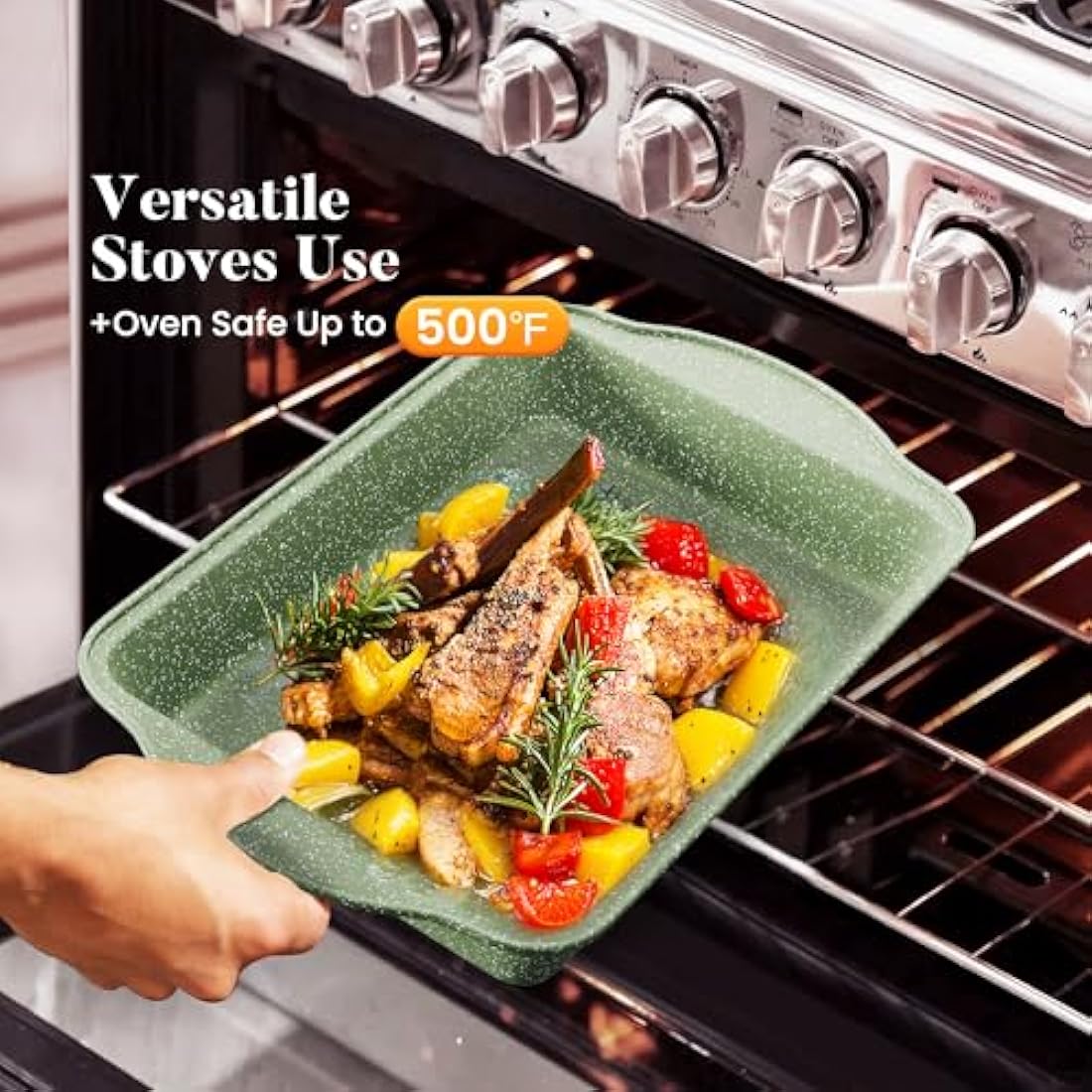 Kitchen Academy 17-Piece Nonstick Cookware Set | Induction Granite Pots & Pans