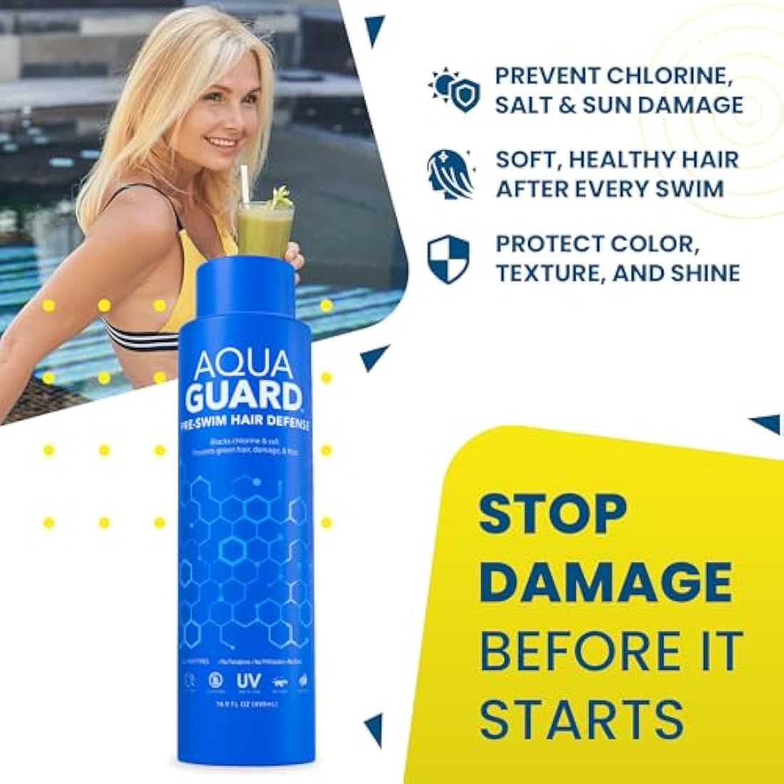 Jolof Store AquaGuard Pre-Swim Hair Defense – Chlorine Protection, 16.9 oz