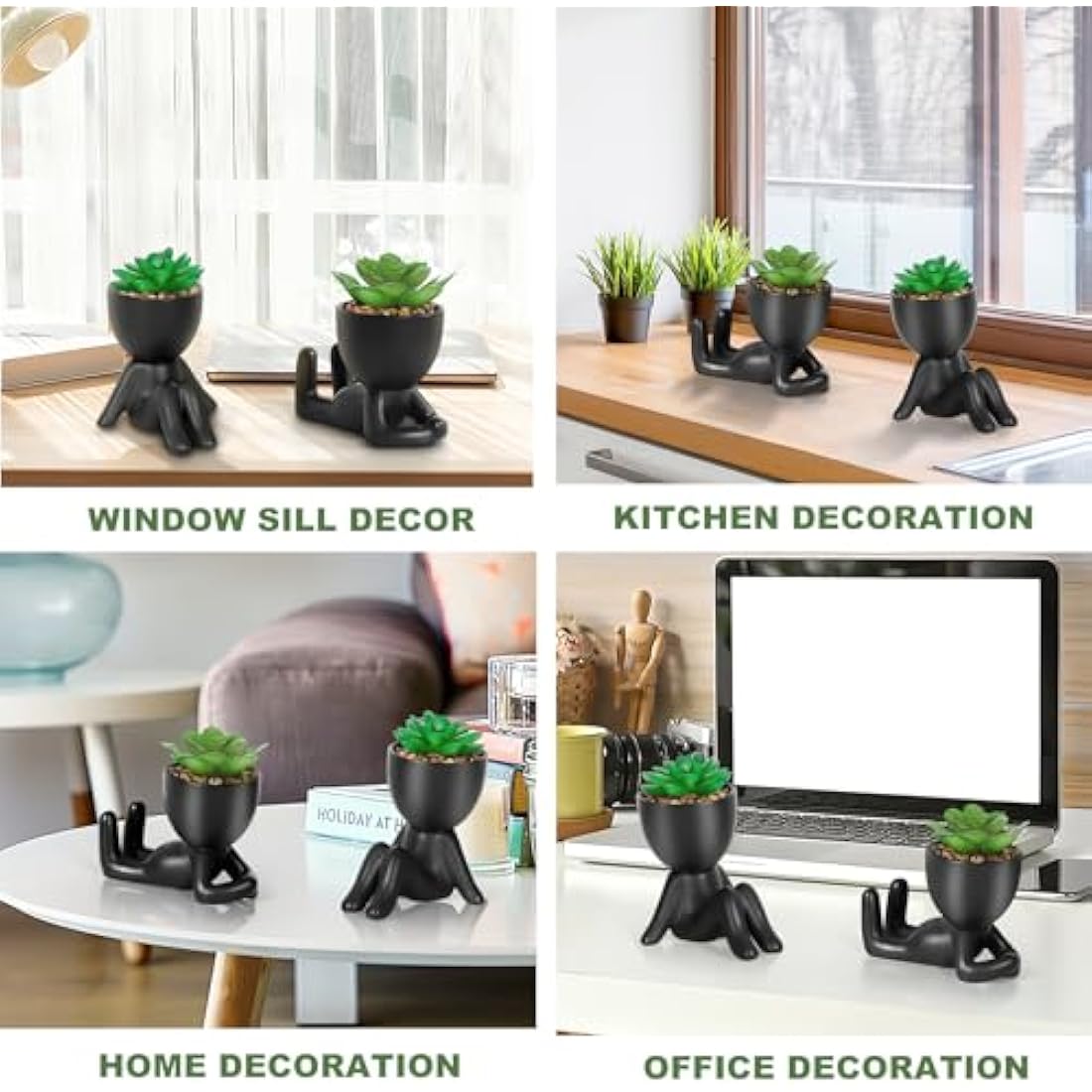 Artificial Succulents – 2PCS Mini Faux Plants in Ceramic Pots