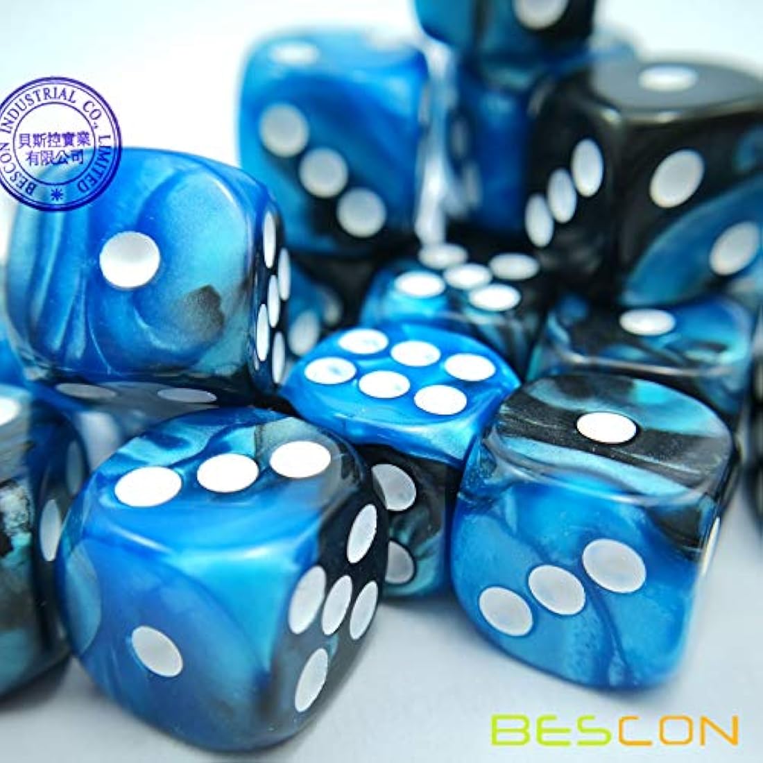 Bescon 12mm D6 Dice Set - 36 Piece Gemini Rock Colors with Case