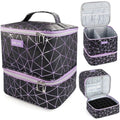 Saviland Nail Polish Organizer Bag - PU Leather Case for 30 Bottles & Lamp