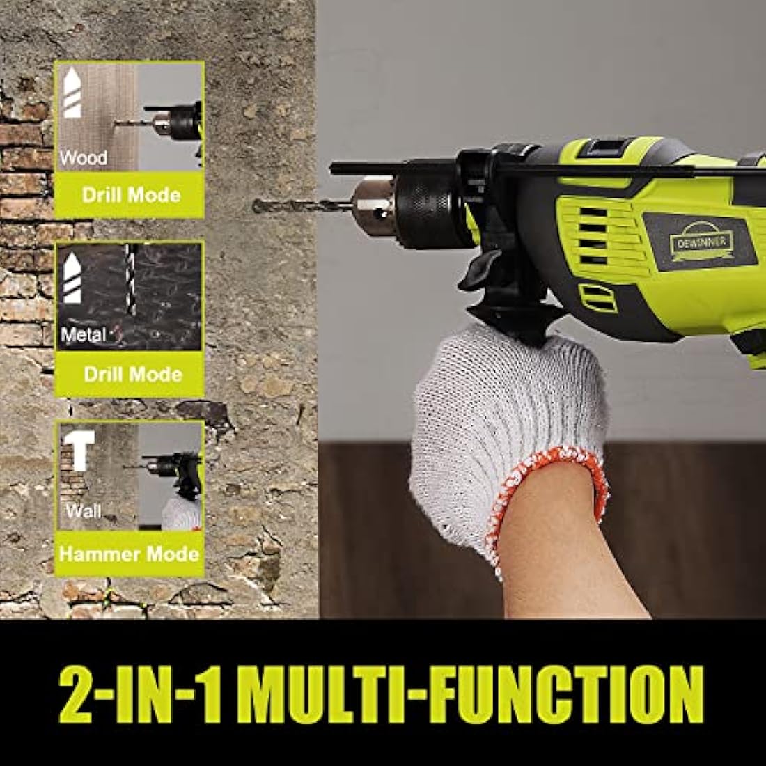 DEWINNER 710W Corded Hammer Drill | 13mm Metal Chuck & 102pc Accessory Kit