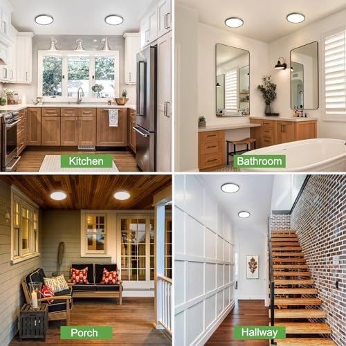 Zemty 4-Pack 15W LED Ceiling Light | IP44 Waterproof Flush Mount - Black