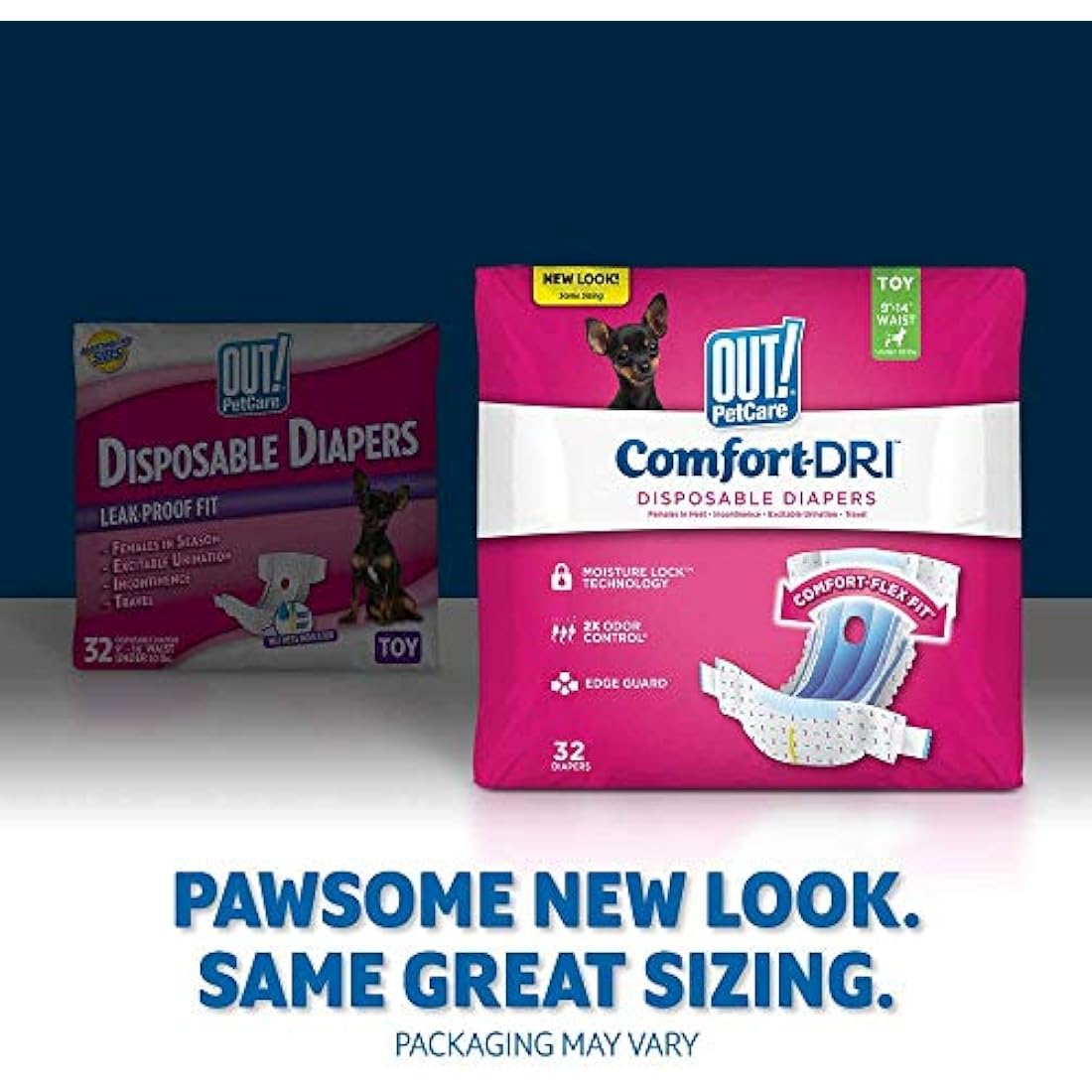 OUT! Pet Care Disposable Female Dog Diapers | Absorbent Toy Size | 18 Pack