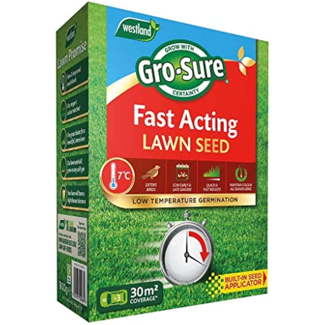 Gro-Sure Fast Acting Grass Lawn Seed – 900g Blue Coated Seed for 30m2