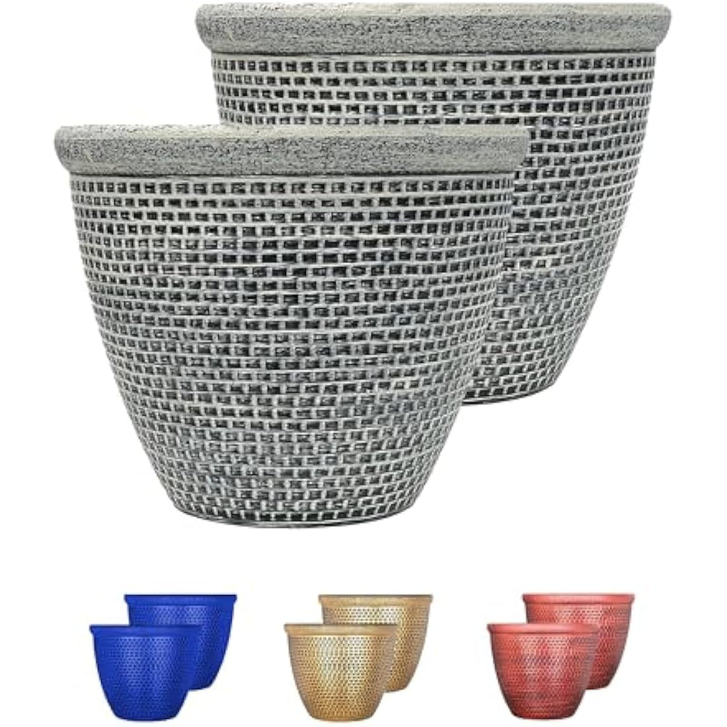 Round Cromarty Plant Pots - Antique Silver 25cm (Pack of 2)
