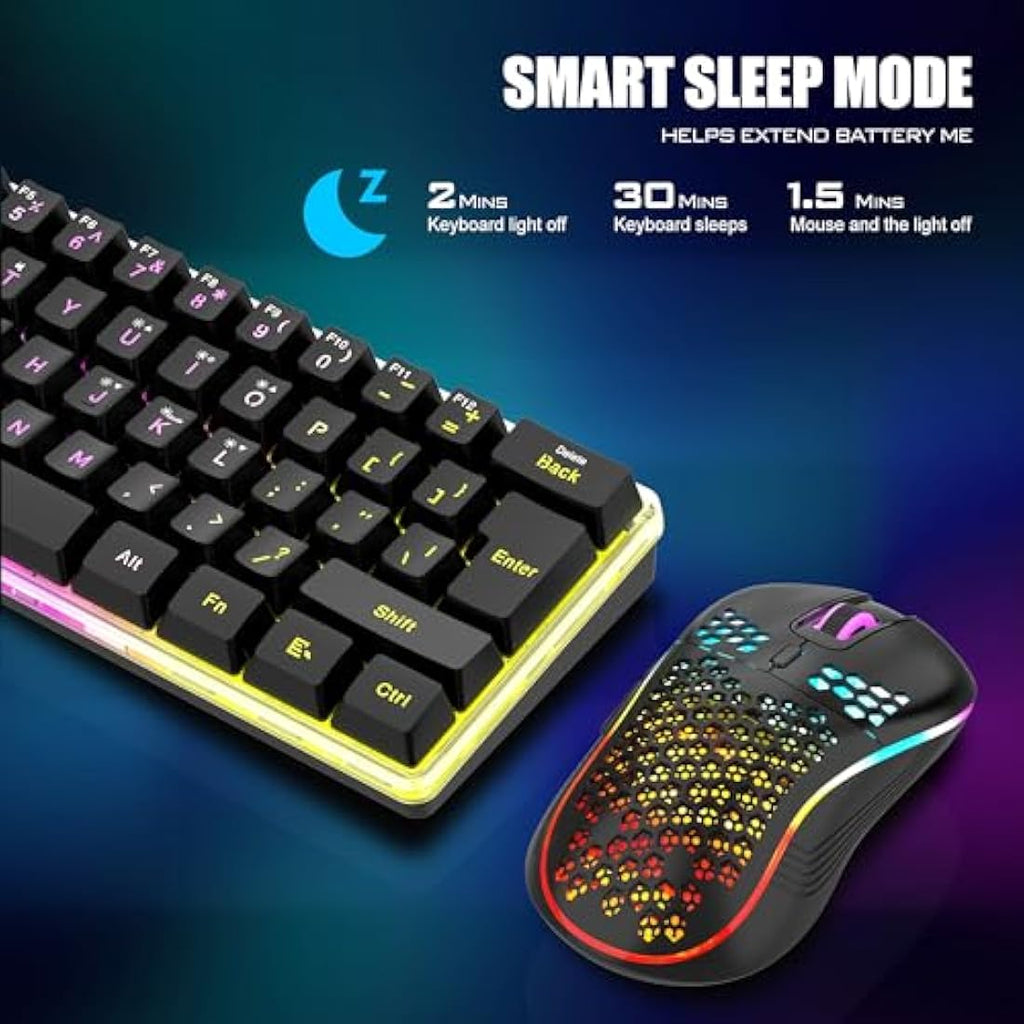 RedThunder K62 Wireless 60% RGB Gaming Keyboard and Mouse Combo – UK Layout