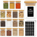 ComSaf 16 Pcs Glass Spice Jars with Bamboo Lids - 6oz Square Containers