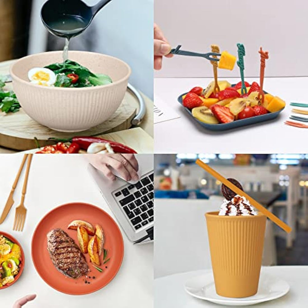 66-Piece Unbreakable Plastic Tableware Set for 6 People