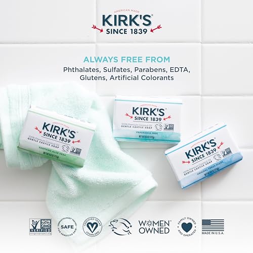 Kirk's Fragrance Free Castile Bar Soap – Natural Hypoallergenic (3 Pack)