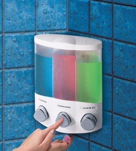 Better Living Aviva Trio Wall Mounted Soap & Shampoo Dispenser - White