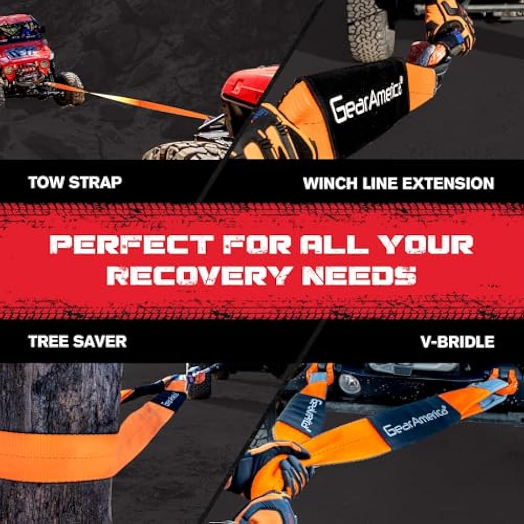 GearAmerica Tree Saver Winch Strap | 35,000 lbs Heavy Duty Towing Rope