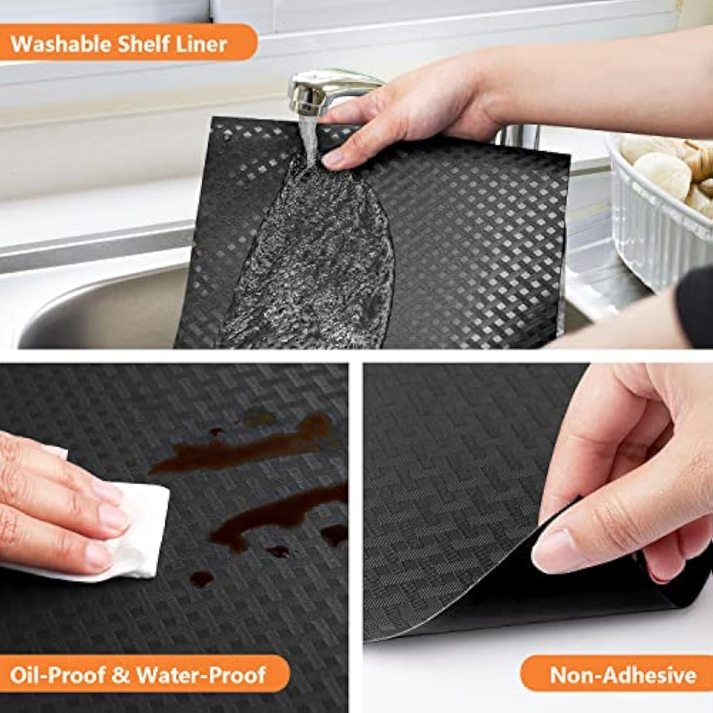 Shelf Liners – Non-Adhesive Waterproof EVA Drawer Mats, Black