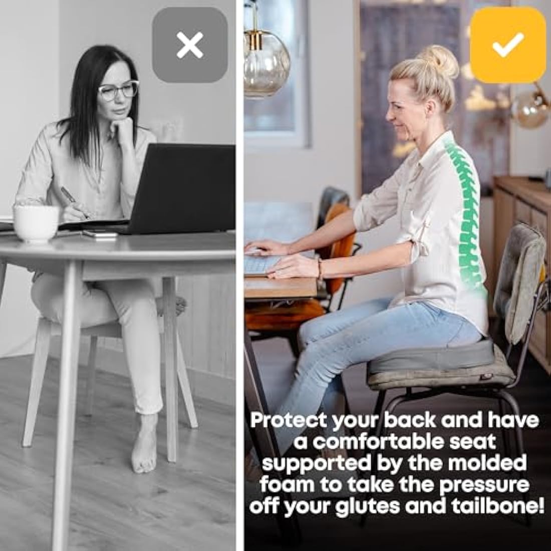 Orthopedic Seat Cushion – Patented Coccyx & Lumbar Support