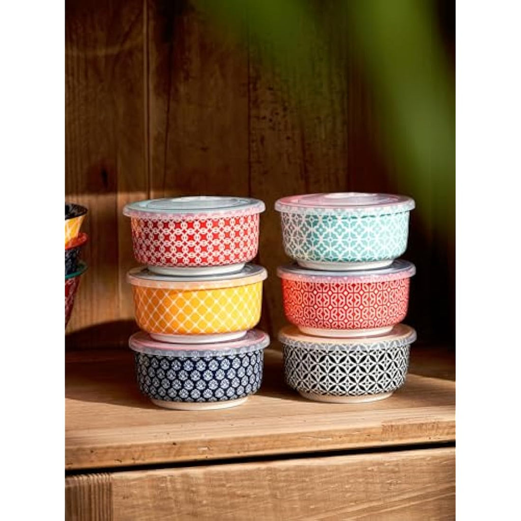 DOWAN 6 oz Ceramic Ramekins with Lids – 6 Pack Porcelain Baking Dishes
