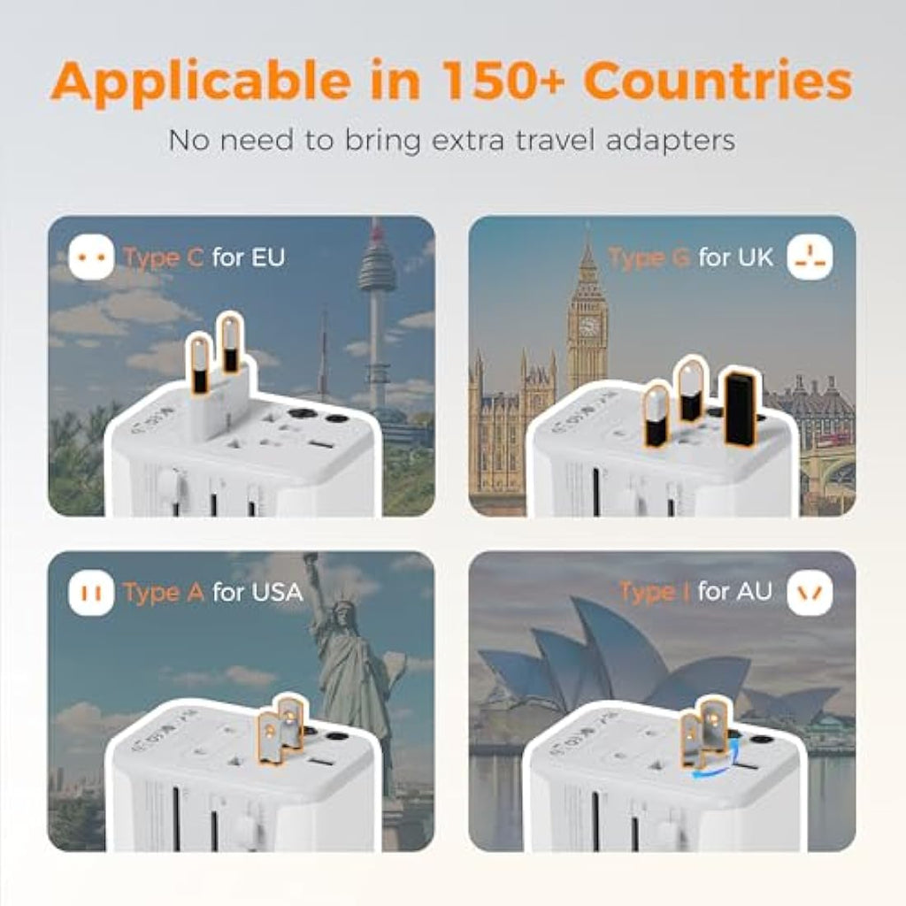 TESSAN Universal Travel Adapter | 28W Worldwide Plug with 5 USB Ports