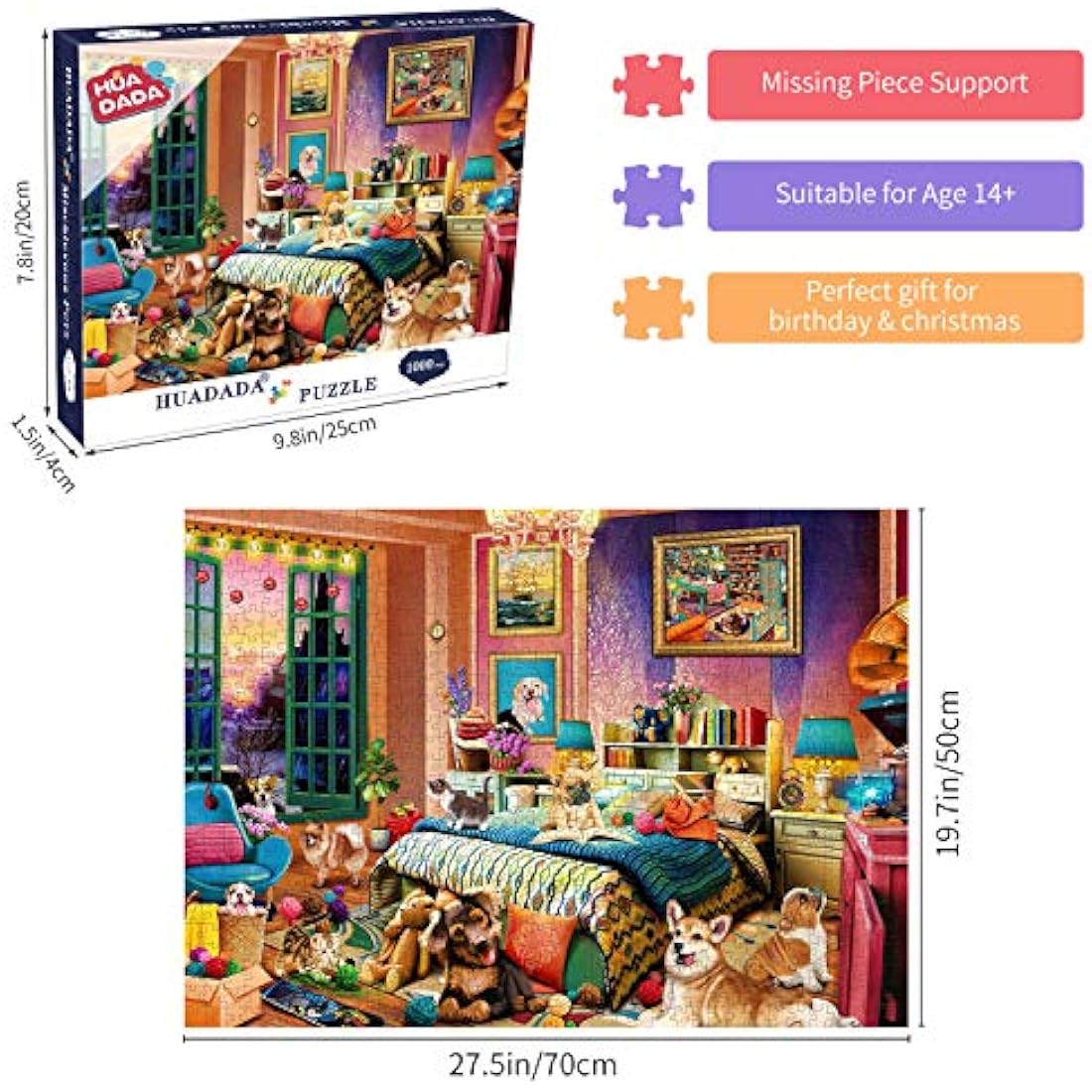 Jolof Store 1000 Piece Animal Jigsaw Puzzle for Adults – 27.6 x 19.7 in