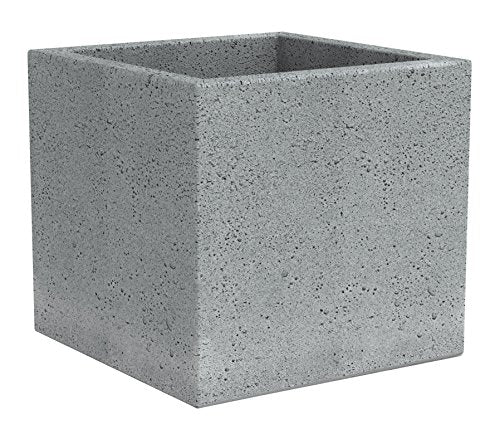 Scheurich C-Cube Planter – Stony Grey Plastic Flowerpot – 38x38x33 cm