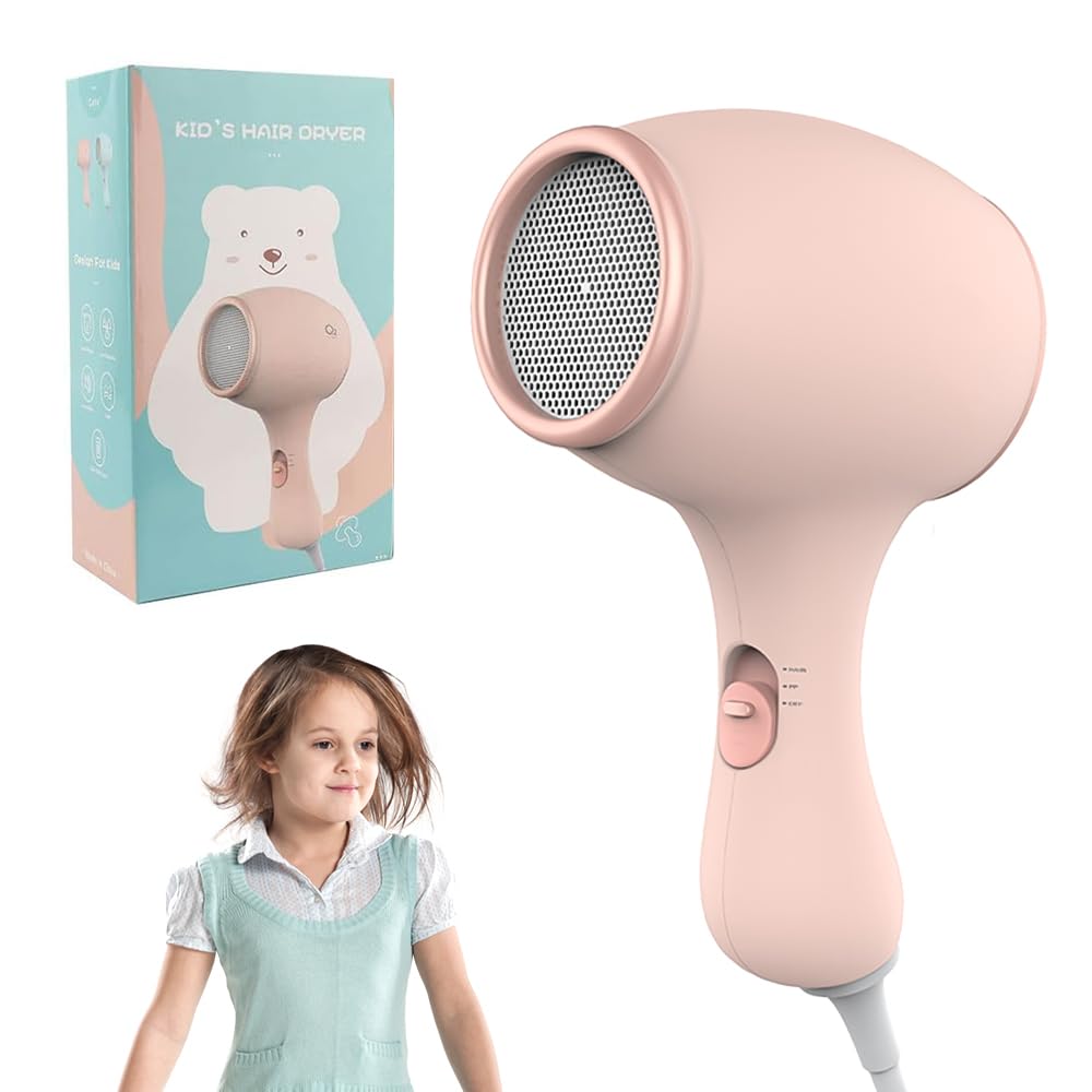 YANGUN Kids Hair Dryer – 550W Portable Mini Blow Dryer for Babies, Pink