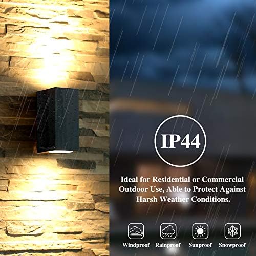HLFVLITE Outdoor Wall Light – 2 Pack Black IP44 Up Down Aluminum Sconce