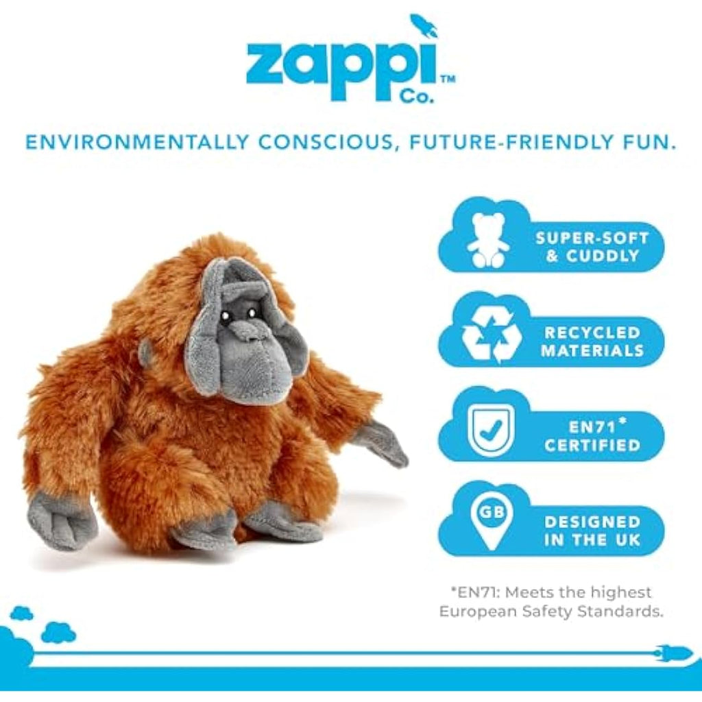 Zappi Co Recycled Orangutan Plush Toy | 22cm Eco-Friendly Stuffed Animal