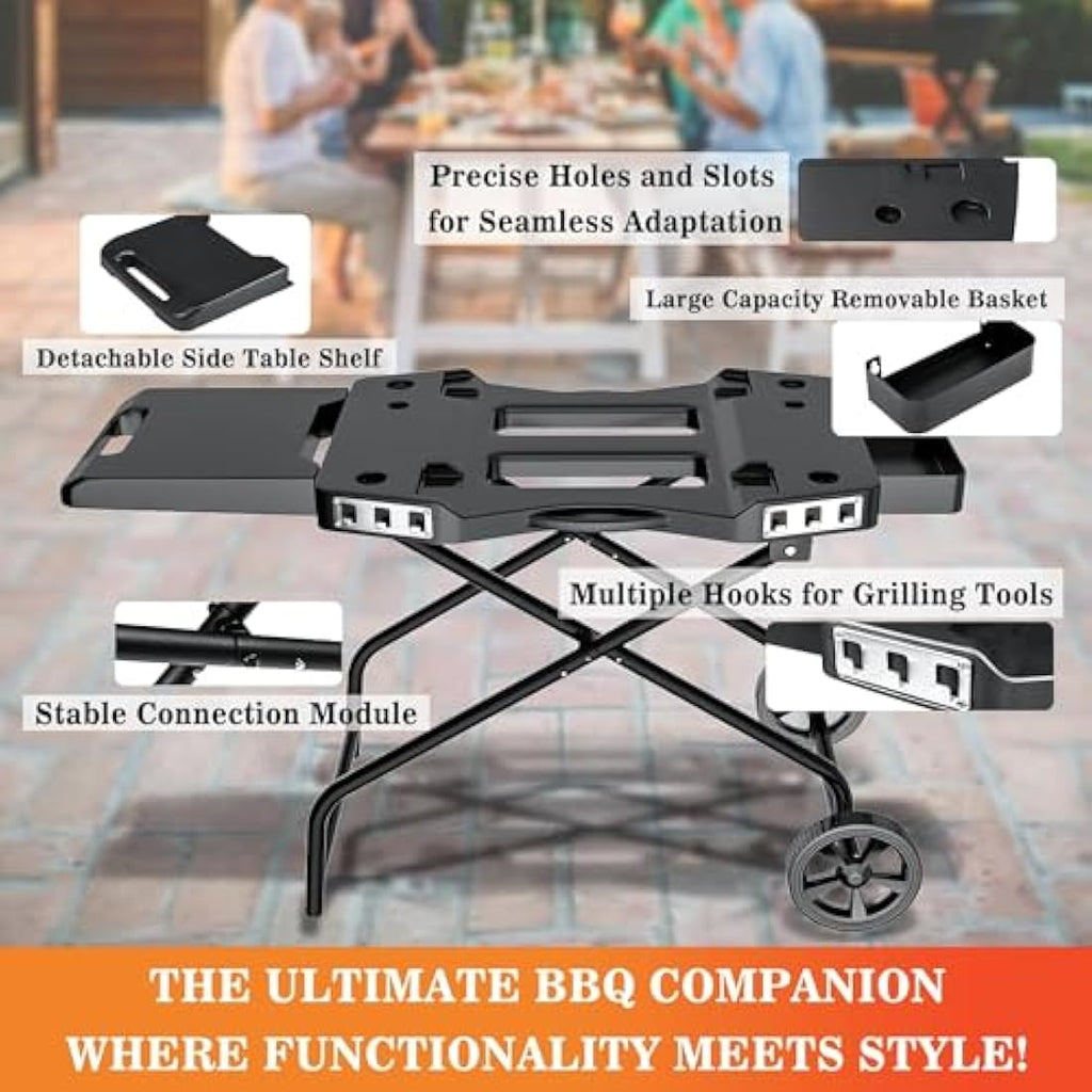 Denmay Foldable Barbecue Trolley – Portable Grill Stand for Ninja Woodfire