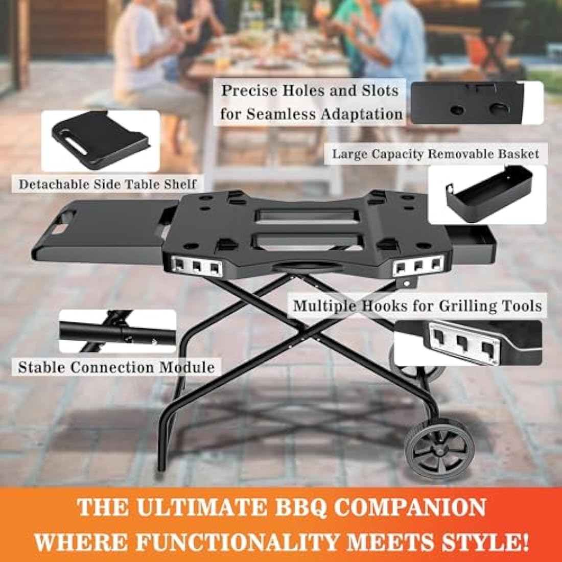 Denmay Foldable Barbecue Trolley – Portable Grill Stand for Ninja Woodfire